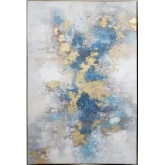 Laney Abstract Canvas Painting in Grey, White, Blue & Gold Foil