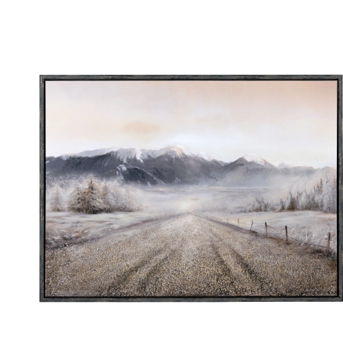 Bozeman Mountains Landscape Canvas Painting Wall Art in Browns & Neutrals