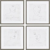 Silver Expressions Line Silhouettes Canvas Painting in White (Set of 4)