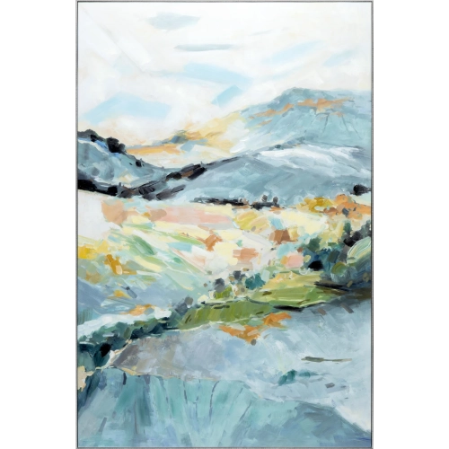 Vibrant Hills Landscape Canvas Painting in Vibrant Multicolor