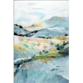Vibrant Hills Landscape Canvas Painting in Vibrant Multicolor