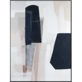 Wallace Abstract Canvas Painting in Taupe, Black & Cream