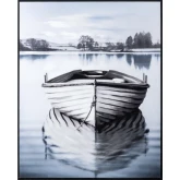 Lake It Easy Boat Canvas Painting in Black & White
