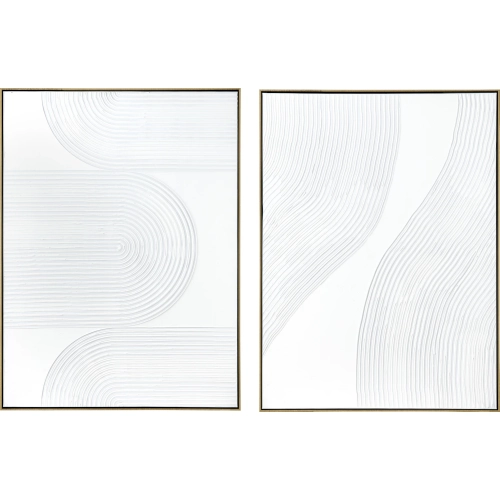 White Ways Abstract Canvas Painting in White Geometrics