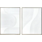White Ways Abstract Canvas Painting in White Geometrics