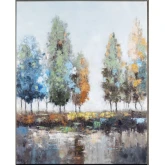 Akron Trees Canvas Painting Wall Art in Multicolor & Gold