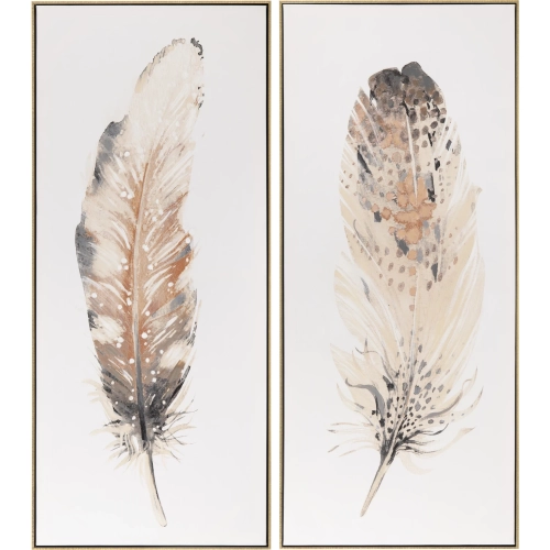 Bari Feather Framed Wall Art in Multicolor Neutrals