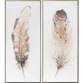 Bari Feather Framed Wall Art in Multicolor Neutrals