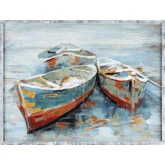 Beaufort Coastal Boat Canvas Painting Wall Art in Multicolor