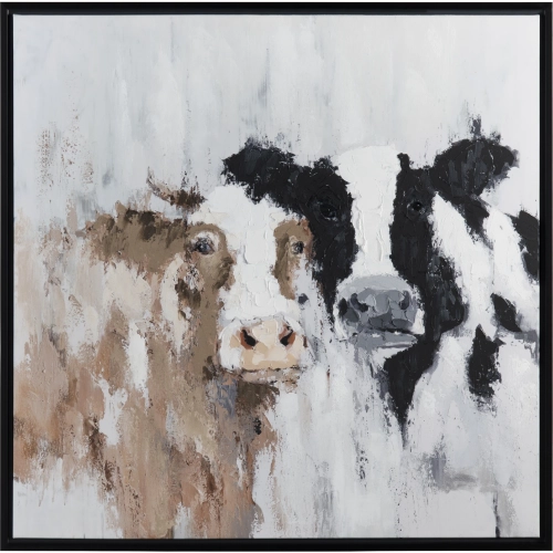 Moo Moo Cows Canvas Painting in Black, White & Brown