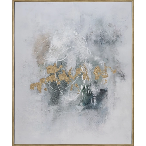 The Green Way Abstract Canvas Painting in Multicolor & Gold