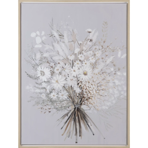 Spring Bouquet Canvas Painting in White, Yellow, Green & Cream