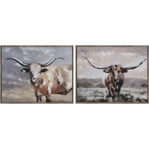Texas Longhorns Canvas Painting in Brown & Cream