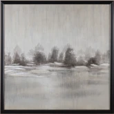 Shaded Escape Landscape Canvas Painting in Grey, Black & Champagne
