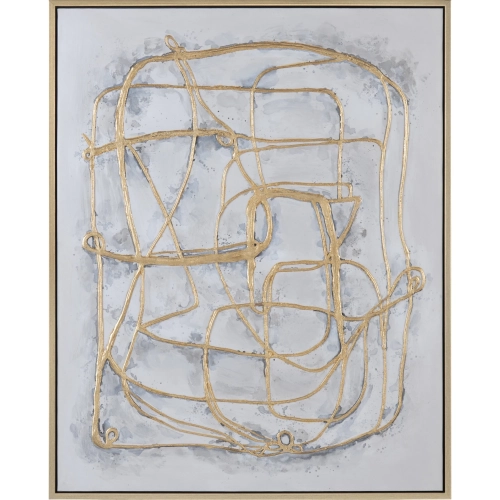Gilded Lines Canvas Painting in Gold & Grey