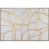 Gold Lines Canvas Painting in Gold Foil & White
