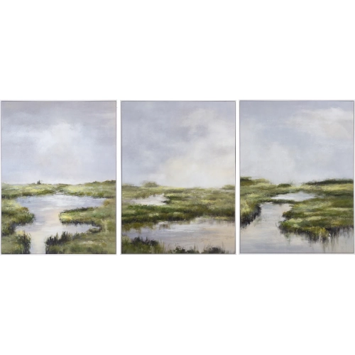 Aiken Coastal Landscape Canvas Wall Art in Blue & Green