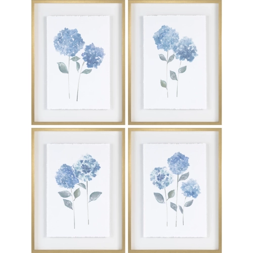 Lynnswood Floral Wall Art in Blue & Green Paper (Set of 4)