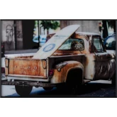 Surf's Up Truck & Surfboard Tempered Glass Print Wall Art in Multicolor