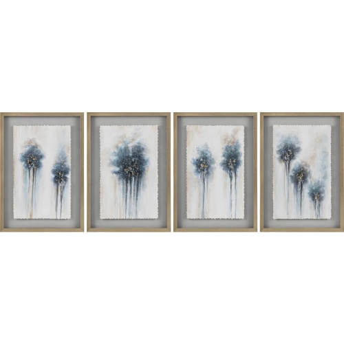 Boom Boom Abstract Wall Art in Blues & Gold (Set of 4)