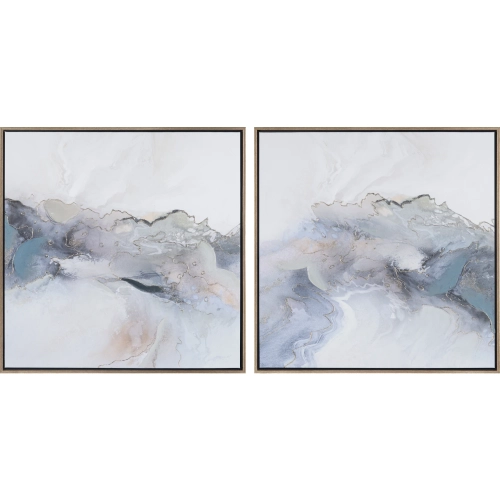 Galloway Abstract Canvas Painting in Watercolor, Gold & Silver