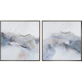 Galloway Abstract Canvas Painting in Watercolor, Gold & Silver