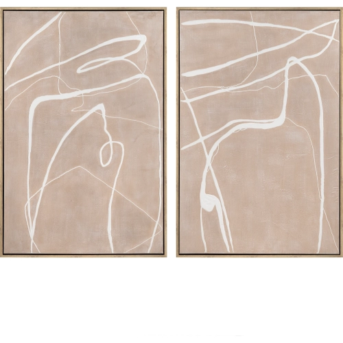 Roxbury Abstract Canvas Painting in Salmon & White