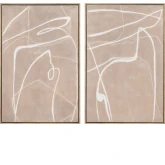 Roxbury Abstract Canvas Painting in Salmon & White