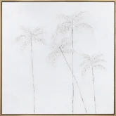 Sheffield Palm Tree Canvas Painting in White & Gold
