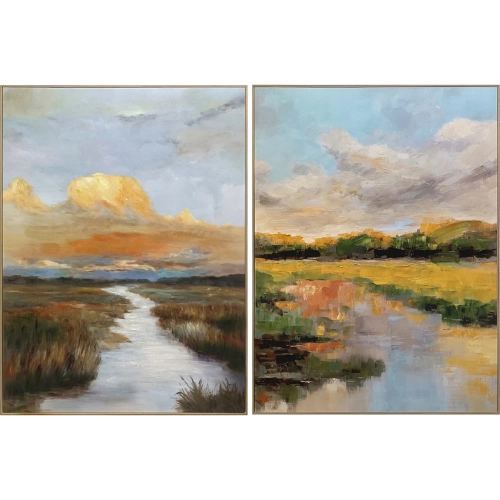 Talmo Landscape Canvas Painting in Multicolor