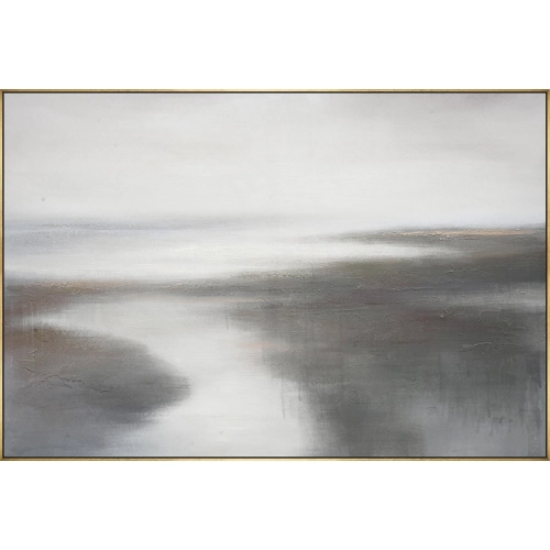Appling Abstract Water Seascape Canvas Painting in Grey & White