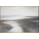 Appling Abstract Water Seascape Canvas Painting in Grey & White
