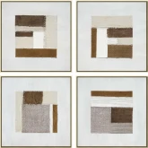 Whitfield Abstract Wall Art in Brown, Taupe & White Fabric Swatches (Set of 4)