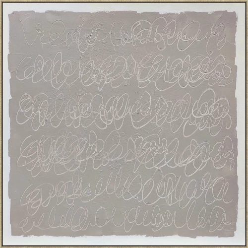 Burke Abstract Canvas Painting Wall Art in White, Taupe & Champagne