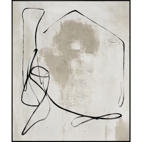 Waldorf 1 Abstract Canvas Painting in Tan, Taupe & Black