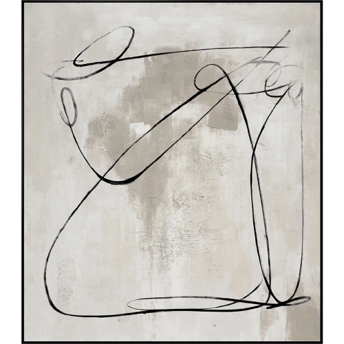 Waldorf 2 Abstract Canvas Painting in Tan, Taupe & Black