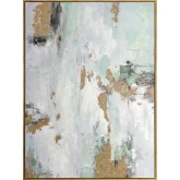Wilkes Abstract Canvas Painting in Green, White & Gold