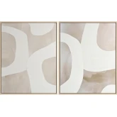 Caldwell Abstract Canvas Painting Wall Art in Tan & White
