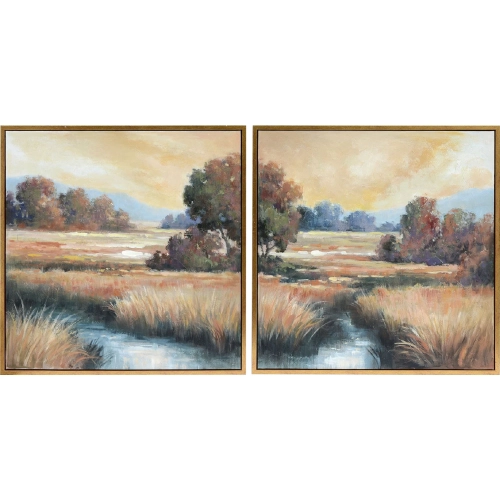 Alston 2 Landscape Canvas Wall Art in Green, Brown, Yellow & Blue