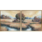 Alston 2 Landscape Canvas Wall Art in Green, Brown, Yellow & Blue