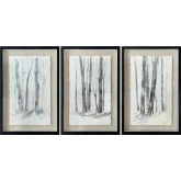 Kanon Tree Wall Art in Black, Blue & Brown Paper & Glass (Set of 3)
