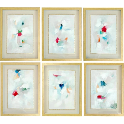 Harrington Abstract Wall Art in Multicolor Paper & Glass (Set of 6)