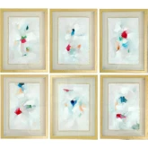 Harrington Abstract Wall Art in Multicolor Paper & Glass (Set of 6)
