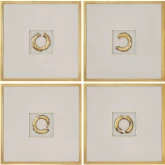 Stratford Wall Art in Metal, Tan, Glass & Gold (Set of 4)