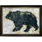 Barrow Bear Canvas Painting Wall Art in Black, White & Gold Foil