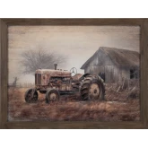Tractor Hour Wall Art in Brown Wood