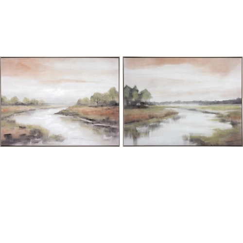 Rivers a Flowing Seascape Canvas Painting in Multicolor
