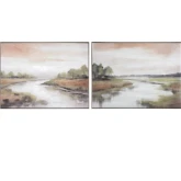 Rivers a Flowing Seascape Canvas Painting in Multicolor
