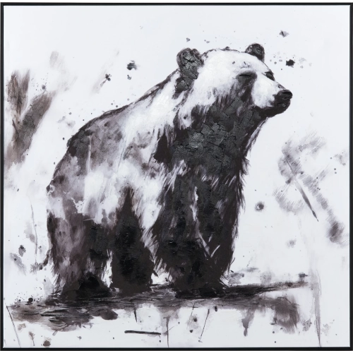 Kodiak Bear Canvas Painting in Black & White