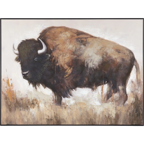 Bolting Bison Canvas Painting Wall Art in Browns & Neutrals